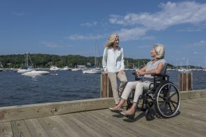 Woman using wheelchair